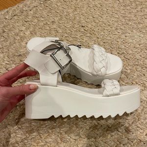 White platform sandals